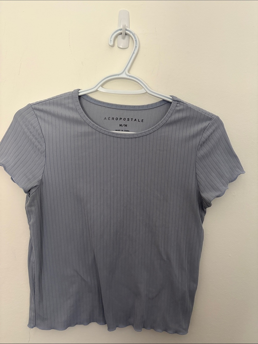 Aeropostale Light Gray Ribbed Short Sleeve Tee